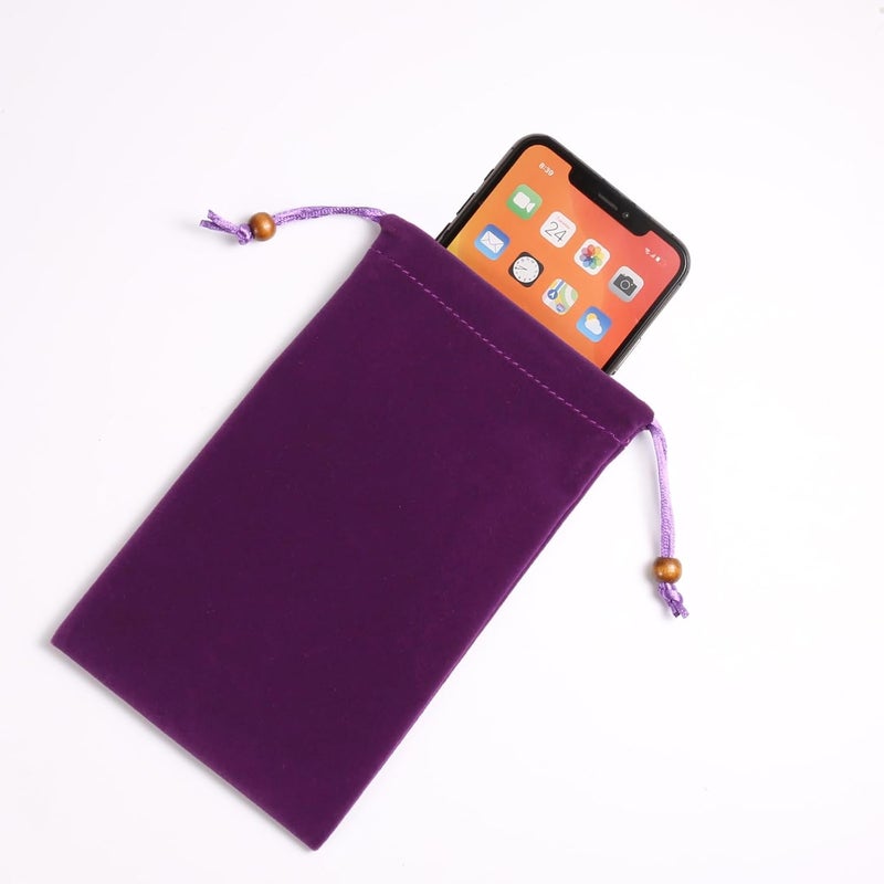 Seqoiyia 2 PCS Cell Phone Sleeves Phone Pouch Bag w/Drawstring Closure Compatible for iPhone 17 Pro Max Galaxy S25 Ultra S25 Edge A56 A36 A35 A26 A16 Moto G Stylus Edge Pixel 10 Pro XL OnePlus 13R (Purple) - Image 2